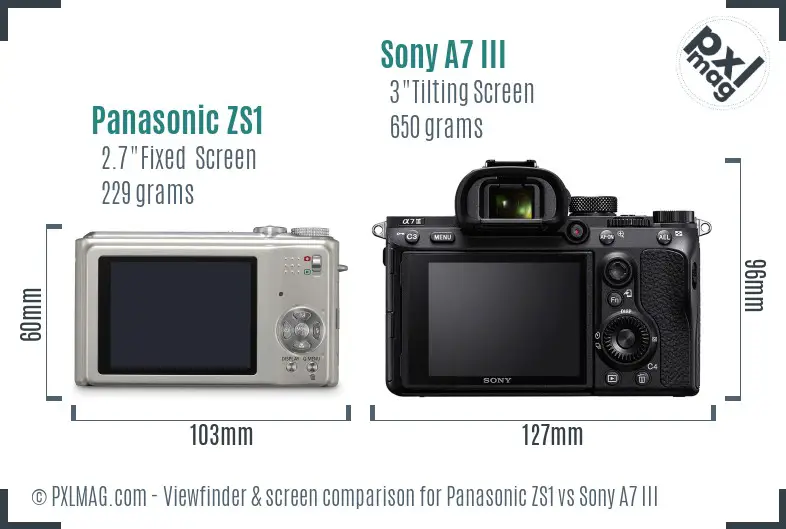 Panasonic ZS1 vs Sony A7 III Screen and Viewfinder comparison Panasonic ZS1 vs Sony A7 III Screen and Viewfinder comparison