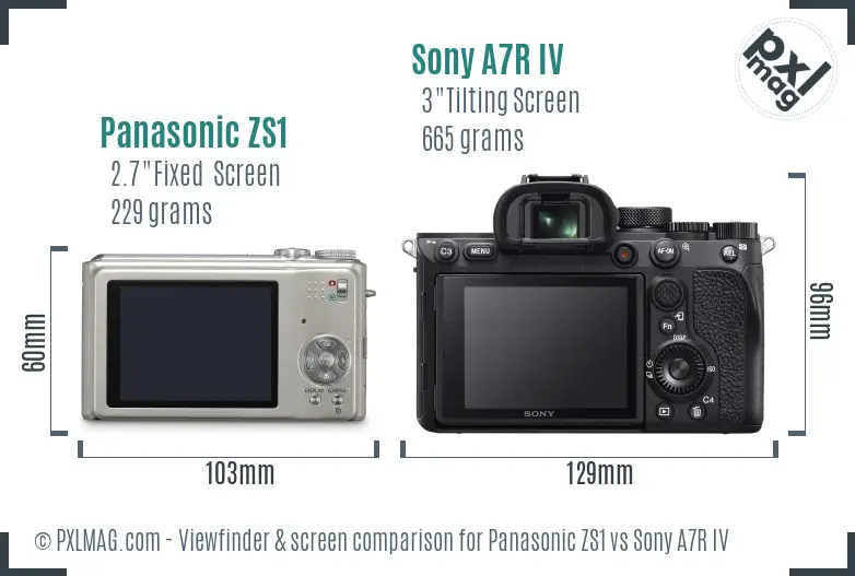 Panasonic ZS1 vs Sony A7R IV Screen and Viewfinder comparison Panasonic ZS1 vs Sony A7R IV Screen and Viewfinder comparison