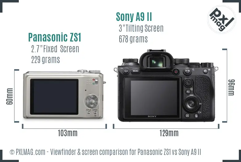 Panasonic ZS1 vs Sony A9 II Screen and Viewfinder comparison