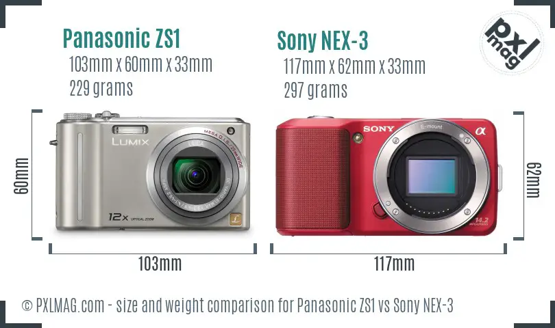 Panasonic ZS1 vs Sony NEX-3 size comparison Panasonic ZS1 vs Sony NEX-3 size comparison