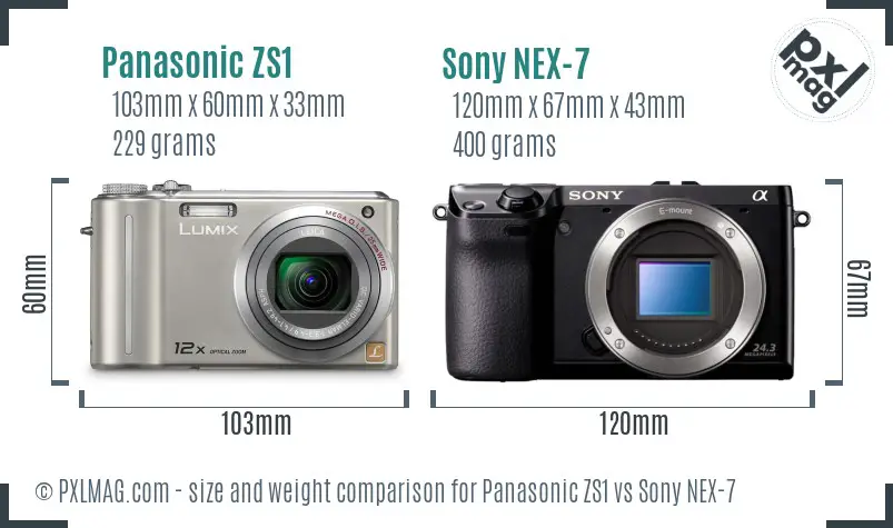 Panasonic ZS1 vs Sony NEX-7 size comparison