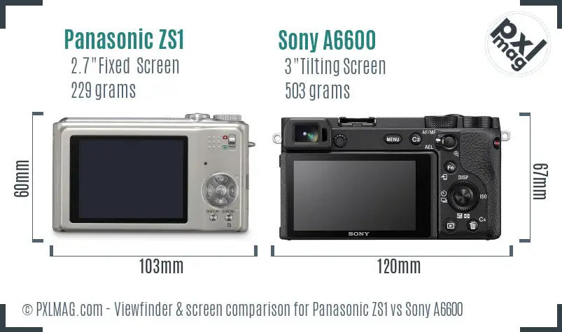 Panasonic ZS1 vs Sony A6600 Screen and Viewfinder comparison