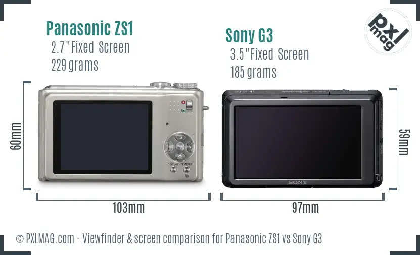 Panasonic ZS1 vs Sony G3 Screen and Viewfinder comparison Panasonic ZS1 vs Sony G3 Screen and Viewfinder comparison