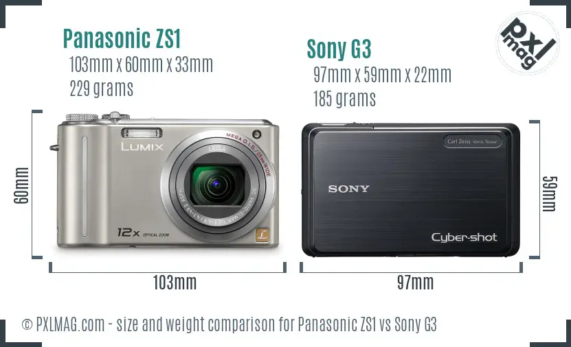 Panasonic ZS1 vs Sony G3 size comparison Panasonic ZS1 vs Sony G3 size comparison