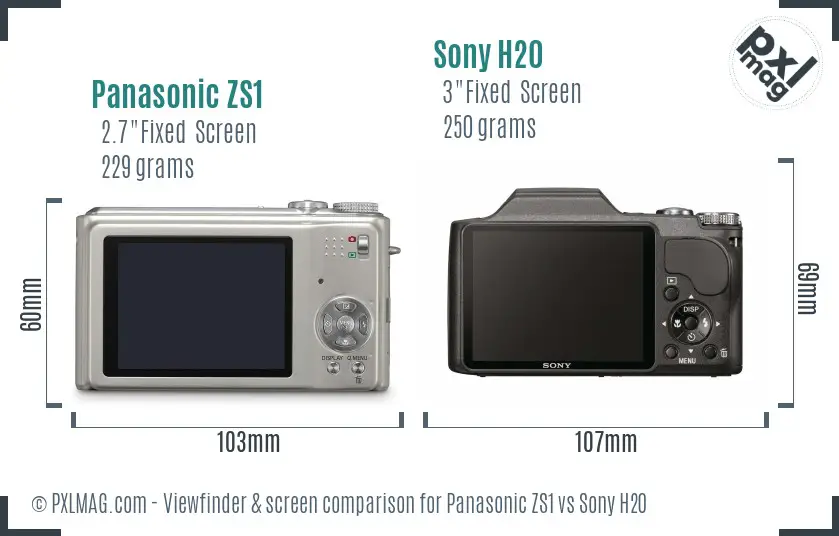 Panasonic ZS1 vs Sony H20 Screen and Viewfinder comparison