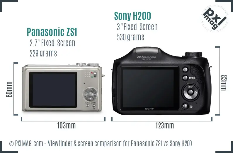 Panasonic ZS1 vs Sony H200 Screen and Viewfinder comparison