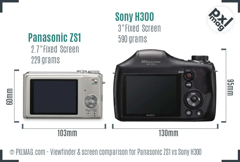 Panasonic ZS1 vs Sony H300 Screen and Viewfinder comparison