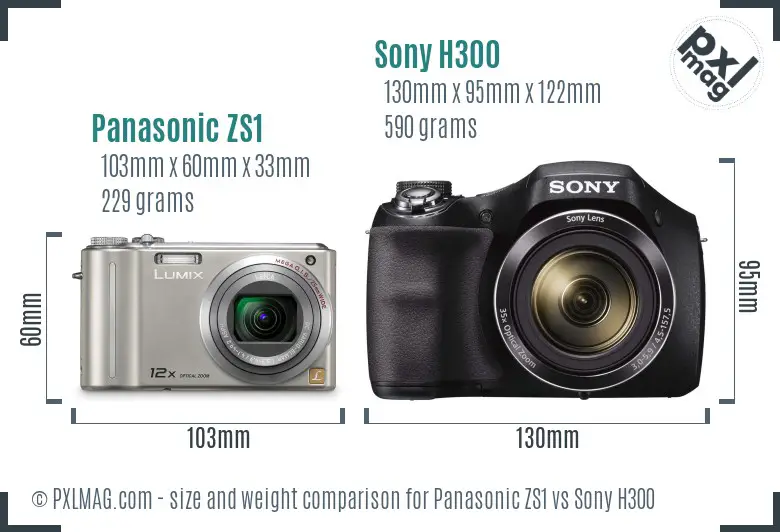 Panasonic ZS1 vs Sony H300 size comparison