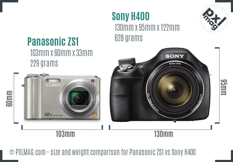 Panasonic ZS1 vs Sony H400 size comparison