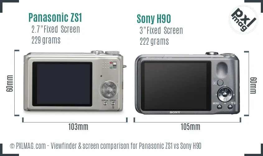 Panasonic ZS1 vs Sony H90 Screen and Viewfinder comparison