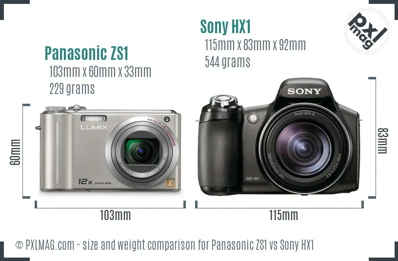 Panasonic ZS1 vs Sony HX1 size comparison