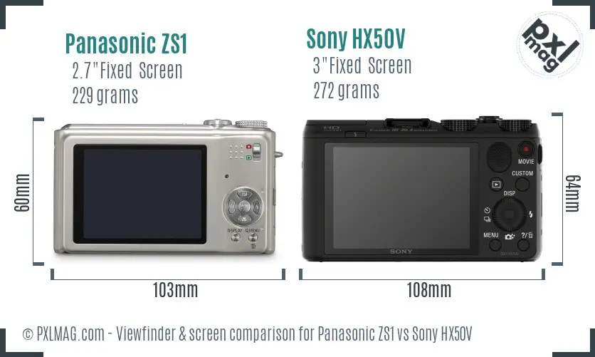 Panasonic ZS1 vs Sony HX50V Screen and Viewfinder comparison Panasonic ZS1 vs Sony HX50V Screen and Viewfinder comparison