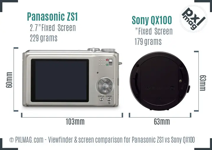 Panasonic ZS1 vs Sony QX100 Screen and Viewfinder comparison