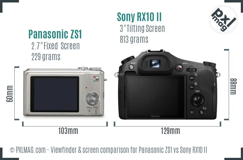 Panasonic ZS1 vs Sony RX10 II Screen and Viewfinder comparison