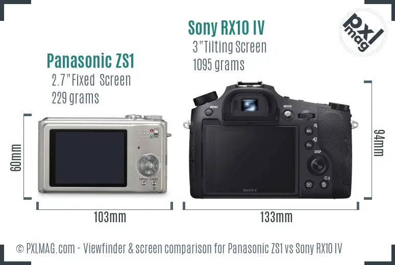 Panasonic ZS1 vs Sony RX10 IV Screen and Viewfinder comparison