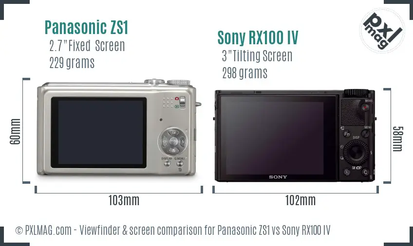 Panasonic ZS1 vs Sony RX100 IV Screen and Viewfinder comparison Panasonic ZS1 vs Sony RX100 IV Screen and Viewfinder comparison