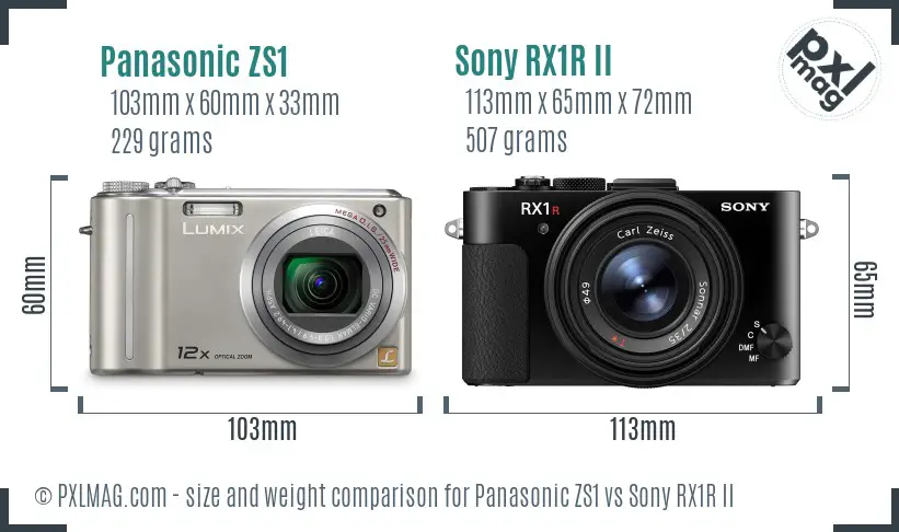 Panasonic ZS1 vs Sony RX1R II size comparison Panasonic ZS1 vs Sony RX1R II size comparison