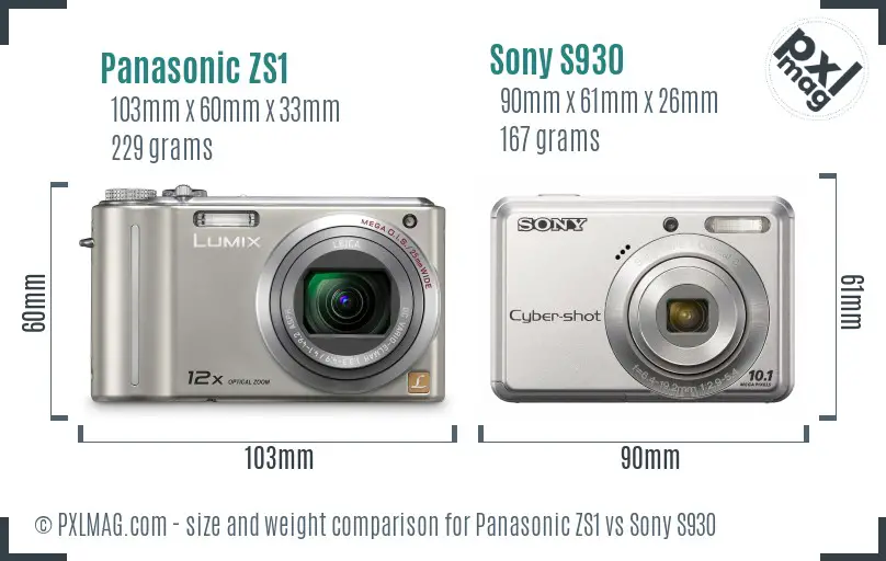 Panasonic ZS1 vs Sony S930 size comparison Panasonic ZS1 vs Sony S930 size comparison