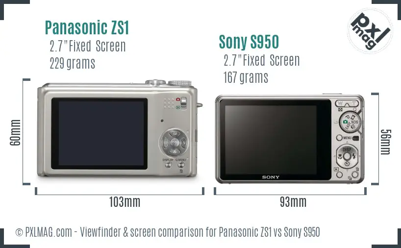 Panasonic ZS1 vs Sony S950 Screen and Viewfinder comparison