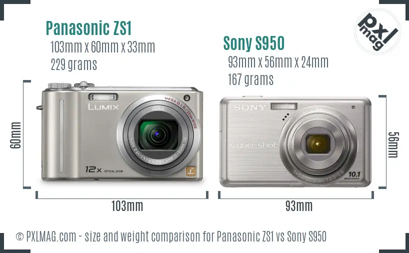 Panasonic ZS1 vs Sony S950 size comparison