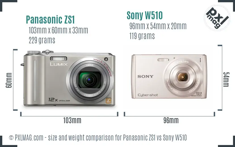 Panasonic ZS1 vs Sony W510 size comparison Panasonic ZS1 vs Sony W510 size comparison