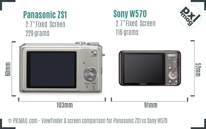 Panasonic ZS1 vs Sony W570 Screen and Viewfinder comparison Panasonic ZS1 vs Sony W570 Screen and Viewfinder comparison