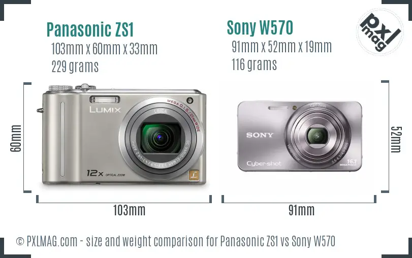 Panasonic ZS1 vs Sony W570 size comparison Panasonic ZS1 vs Sony W570 size comparison