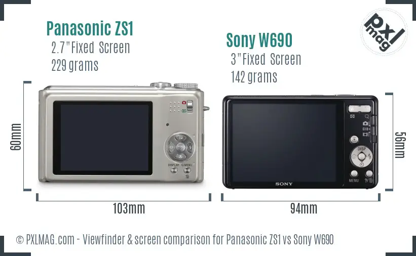 Panasonic ZS1 vs Sony W690 Screen and Viewfinder comparison