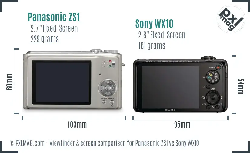 Panasonic ZS1 vs Sony WX10 Screen and Viewfinder comparison Panasonic ZS1 vs Sony WX10 Screen and Viewfinder comparison