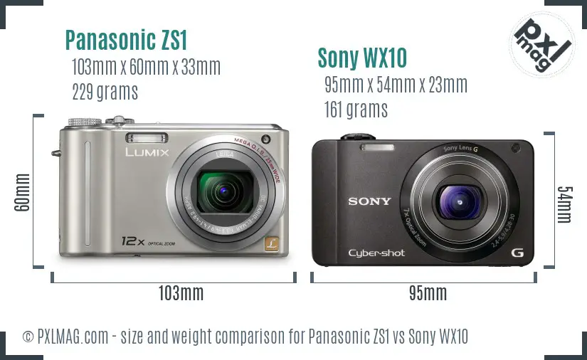 Panasonic ZS1 vs Sony WX10 size comparison Panasonic ZS1 vs Sony WX10 size comparison
