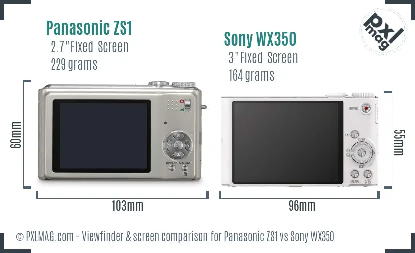 Panasonic ZS1 vs Sony WX350 Screen and Viewfinder comparison Panasonic ZS1 vs Sony WX350 Screen and Viewfinder comparison