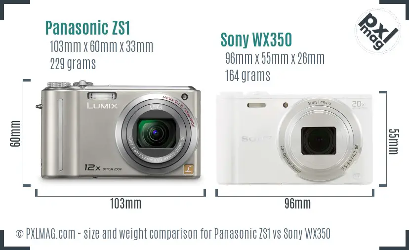 Panasonic ZS1 vs Sony WX350 size comparison Panasonic ZS1 vs Sony WX350 size comparison