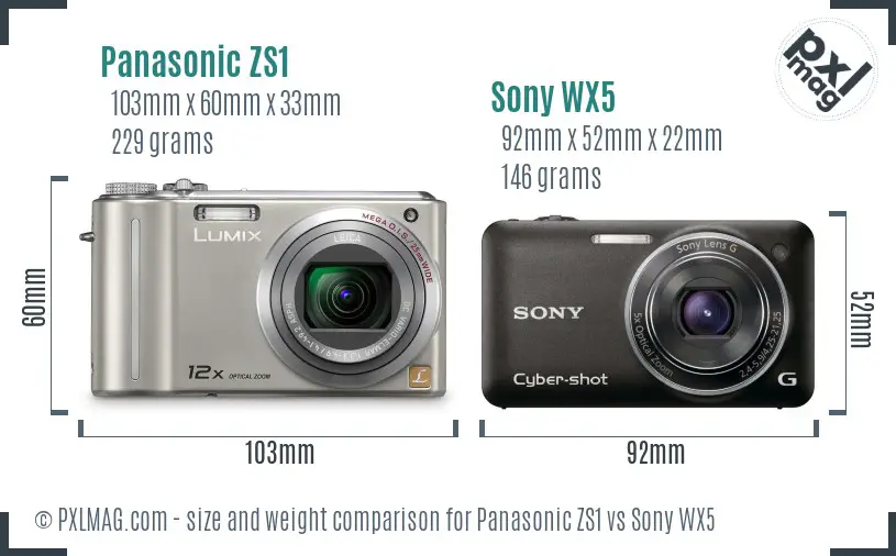 Panasonic ZS1 vs Sony WX5 size comparison