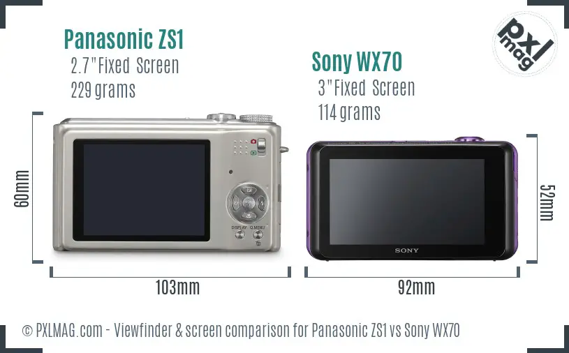 Panasonic ZS1 vs Sony WX70 Screen and Viewfinder comparison Panasonic ZS1 vs Sony WX70 Screen and Viewfinder comparison
