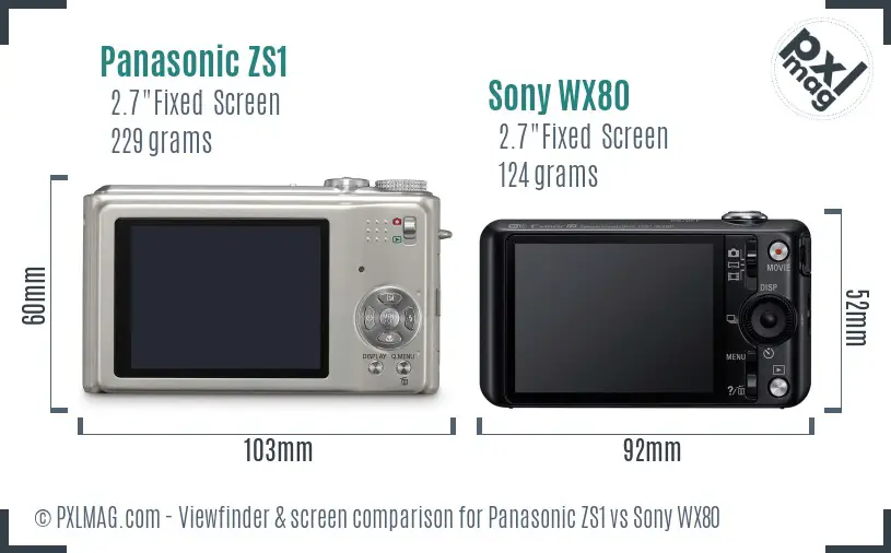 Panasonic ZS1 vs Sony WX80 Screen and Viewfinder comparison