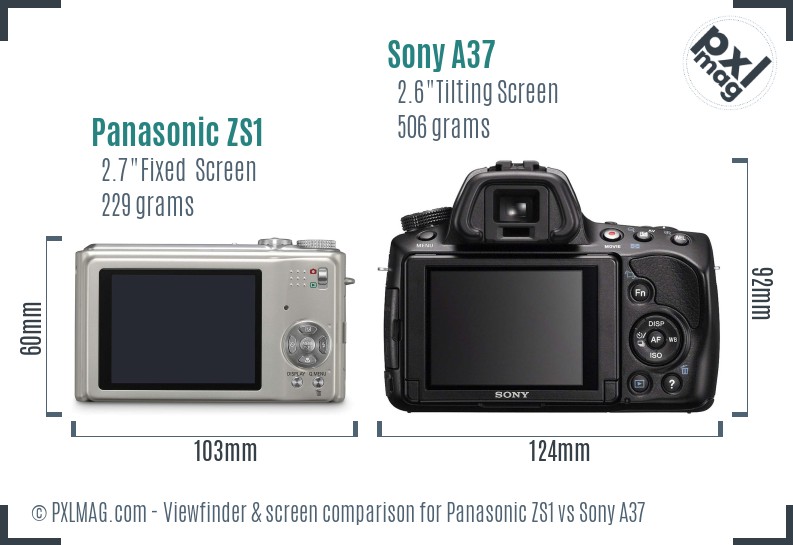 Panasonic ZS1 vs Sony A37 Screen and Viewfinder comparison