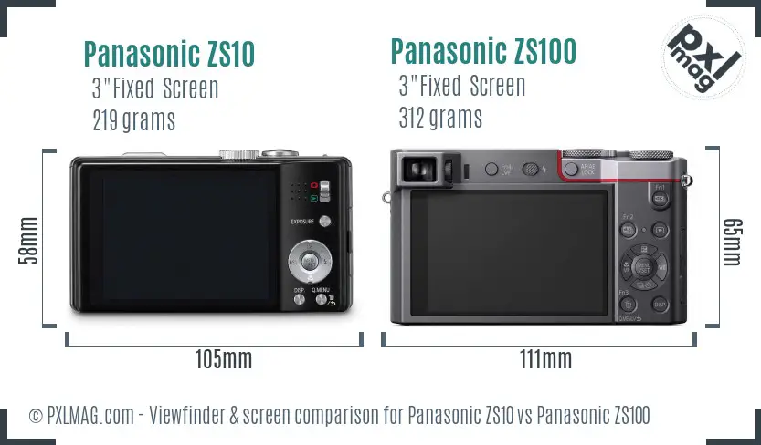 Panasonic ZS10 vs Panasonic ZS100 Screen and Viewfinder comparison