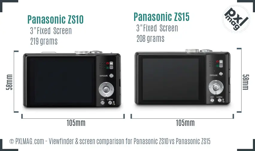 Panasonic ZS10 vs Panasonic ZS15 Screen and Viewfinder comparison
