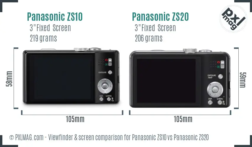 Panasonic ZS10 vs Panasonic ZS20 Screen and Viewfinder comparison