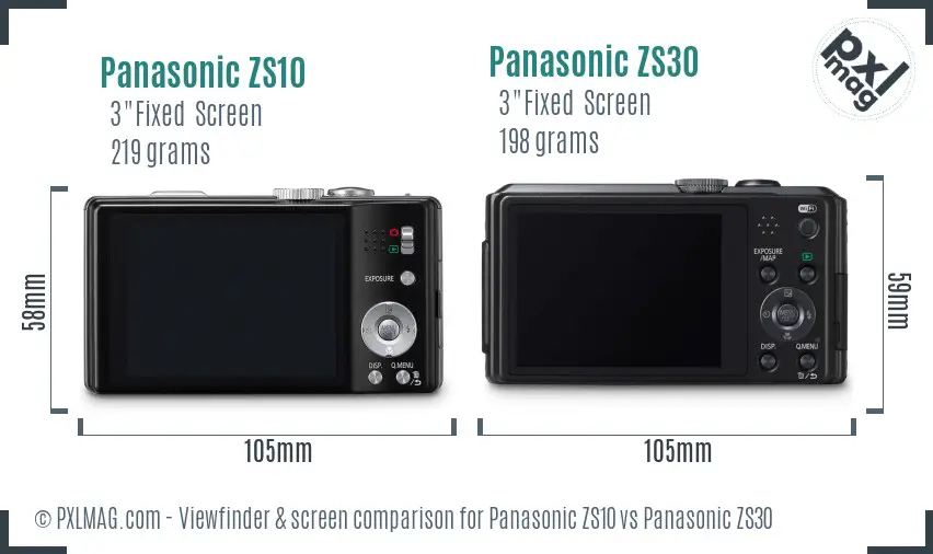 Panasonic ZS10 vs Panasonic ZS30 Screen and Viewfinder comparison