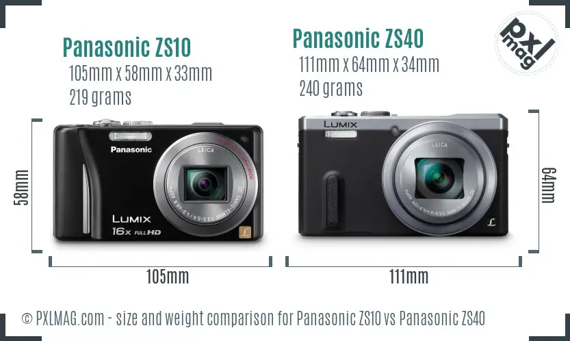 Panasonic ZS10 vs Panasonic ZS40 size comparison