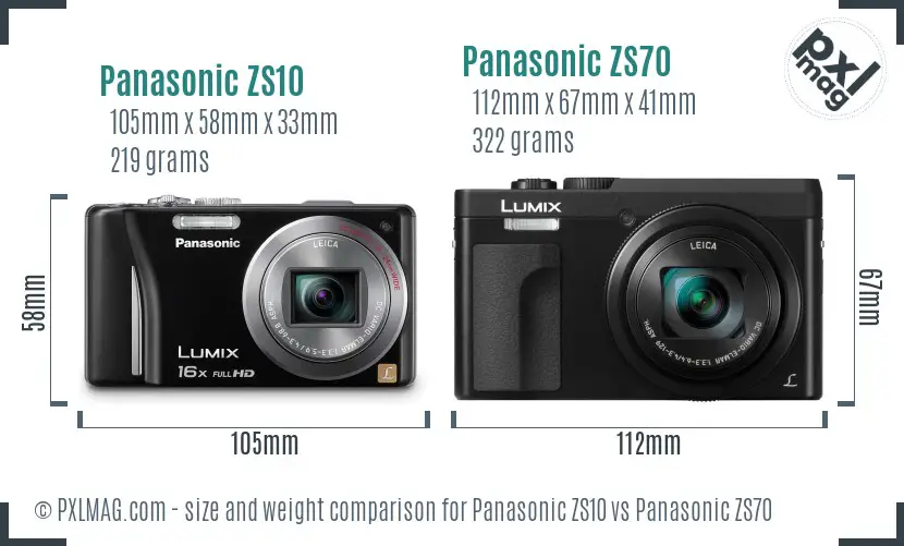 Panasonic ZS10 vs Panasonic ZS70 size comparison