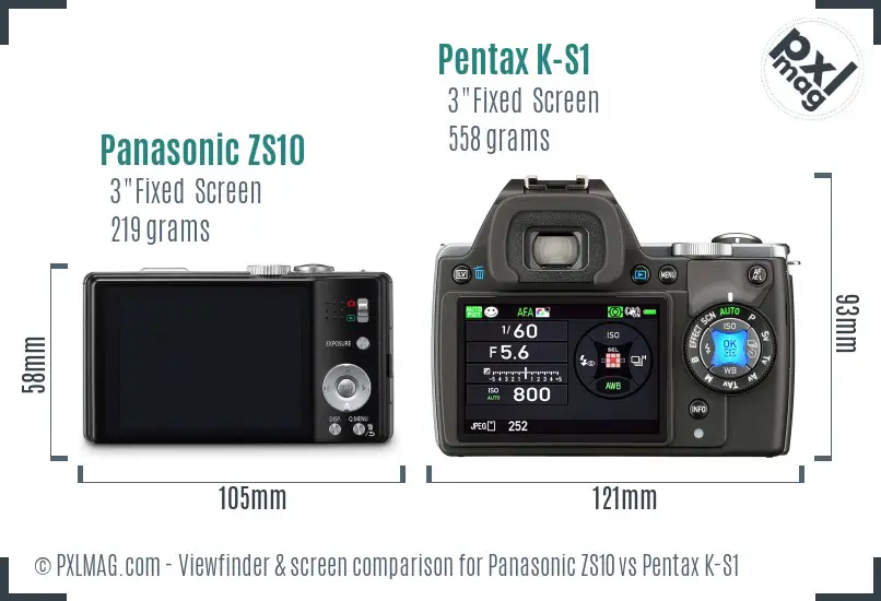 Panasonic ZS10 vs Pentax K-S1 Screen and Viewfinder comparison