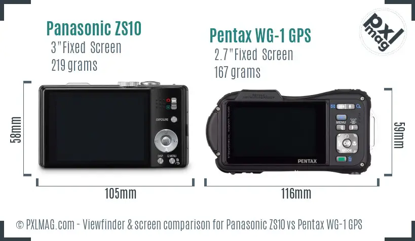 Panasonic ZS10 vs Pentax WG-1 GPS Screen and Viewfinder comparison