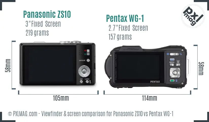 Panasonic ZS10 vs Pentax WG-1 Screen and Viewfinder comparison
