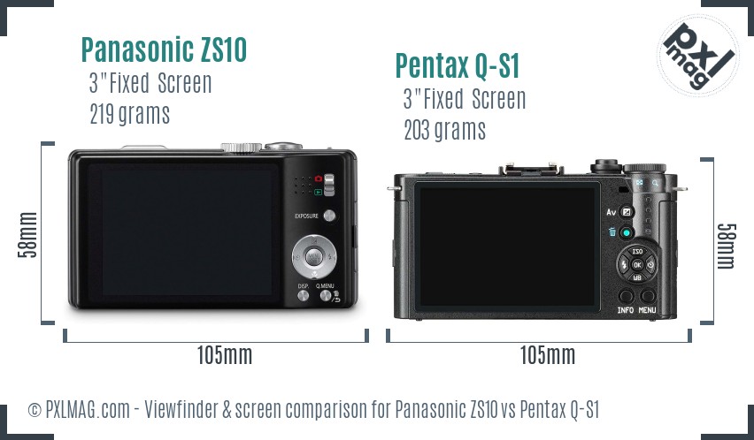 Panasonic ZS10 vs Pentax Q-S1 Screen and Viewfinder comparison