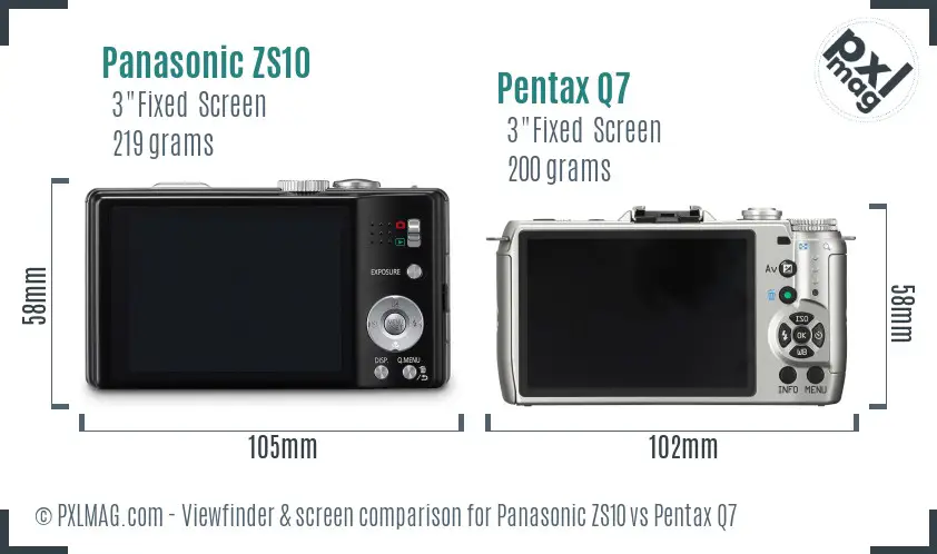 Panasonic ZS10 vs Pentax Q7 Screen and Viewfinder comparison Panasonic ZS10 vs Pentax Q7 Screen and Viewfinder comparison