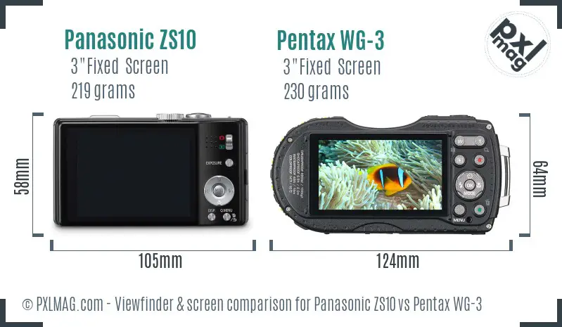 Panasonic ZS10 vs Pentax WG-3 Screen and Viewfinder comparison Panasonic ZS10 vs Pentax WG-3 Screen and Viewfinder comparison