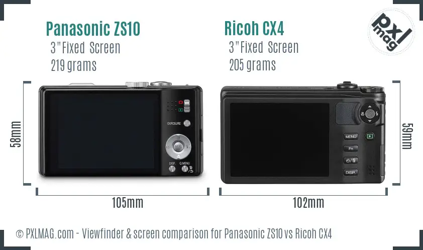 Panasonic ZS10 vs Ricoh CX4 Screen and Viewfinder comparison Panasonic ZS10 vs Ricoh CX4 Screen and Viewfinder comparison