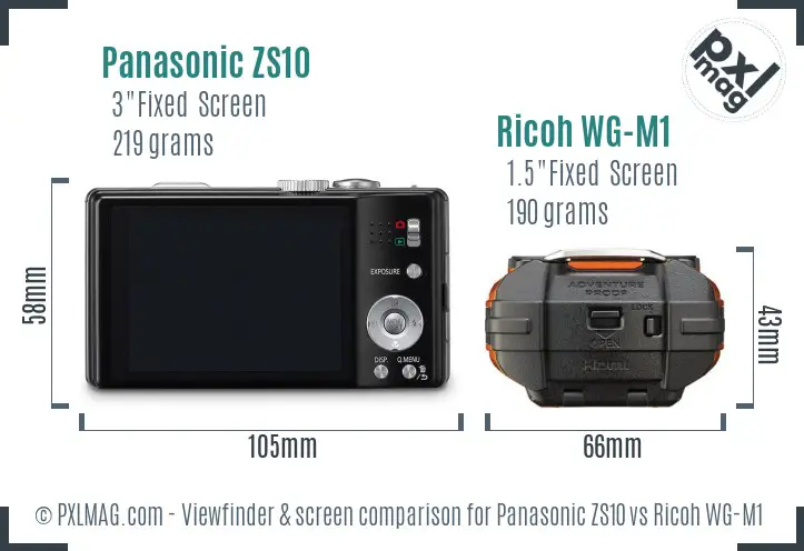 Panasonic ZS10 vs Ricoh WG-M1 Screen and Viewfinder comparison